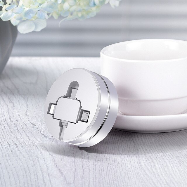 Cafele 3 in 1 USB Kabel Typ C Micro USB C Kabel für iPhone Ladegerät Versenkbare Ladekabel für iPhone huawei Xiaomi Daten Sync: White