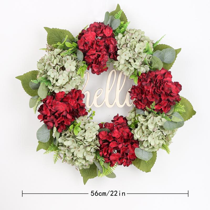22 tuuman vihreä hortensia seppele etuovi seppele kevät seppele käsintehty hello wreath kodin koristelu