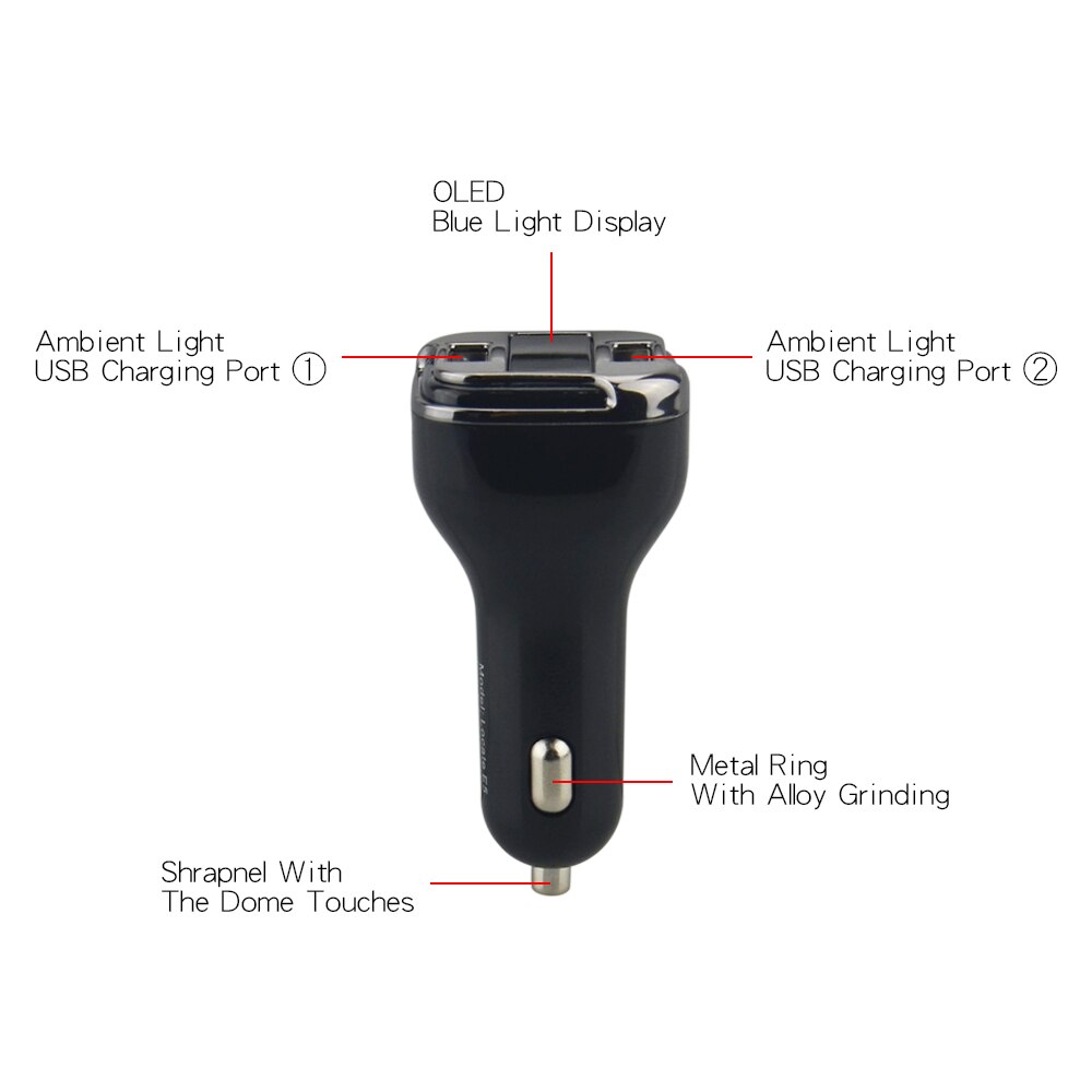 Hoge Nauwkeurigheid Smart Car charger Real-time Datum Monitoring Dual USB Zwart Lokaliseren E5 ingangsspanning DC 12 V-24 V