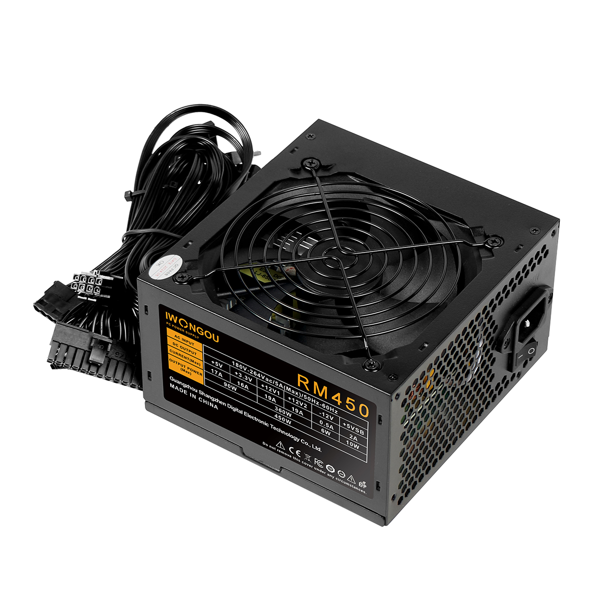 IWONGOU RM 450W PC PSU Power Supply Unit Black Gaming Quiet 120mm Fan 110V 220V ATX Desktop Computer Power Supply For BTC
