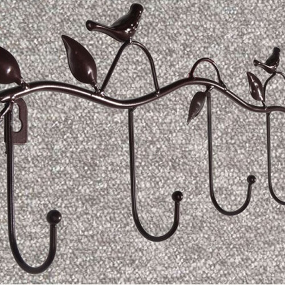 Retro 5 krog smedejern fuglekrog krog fugl form blad væg kjole kappe krog nøgle pelsholder cap bøjle boligindretning