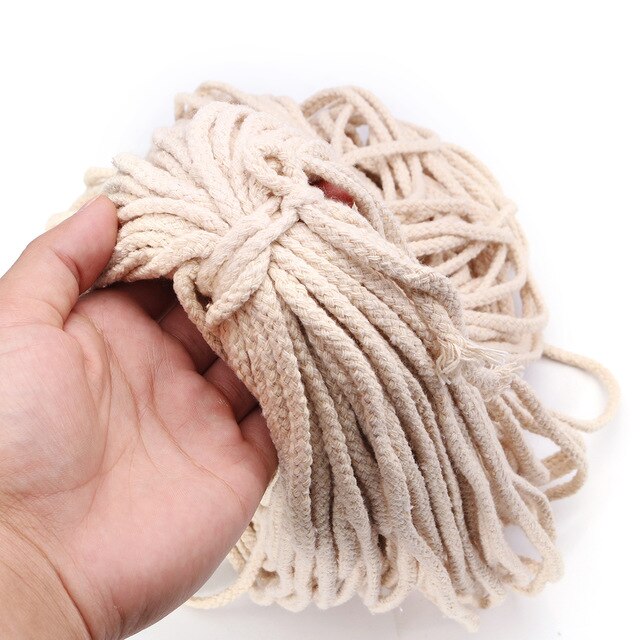 Cordão trançado de algodão para macrame, 5mm x 100m, diy, artesanato, tecido, acessórios têxteis para casa, presente, bege cáqui: Beige