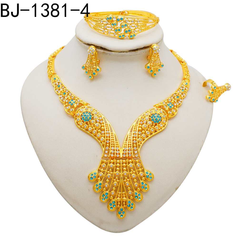 Ensemble de bijoux plaqué or de Dubaï pour femme, – Grandado