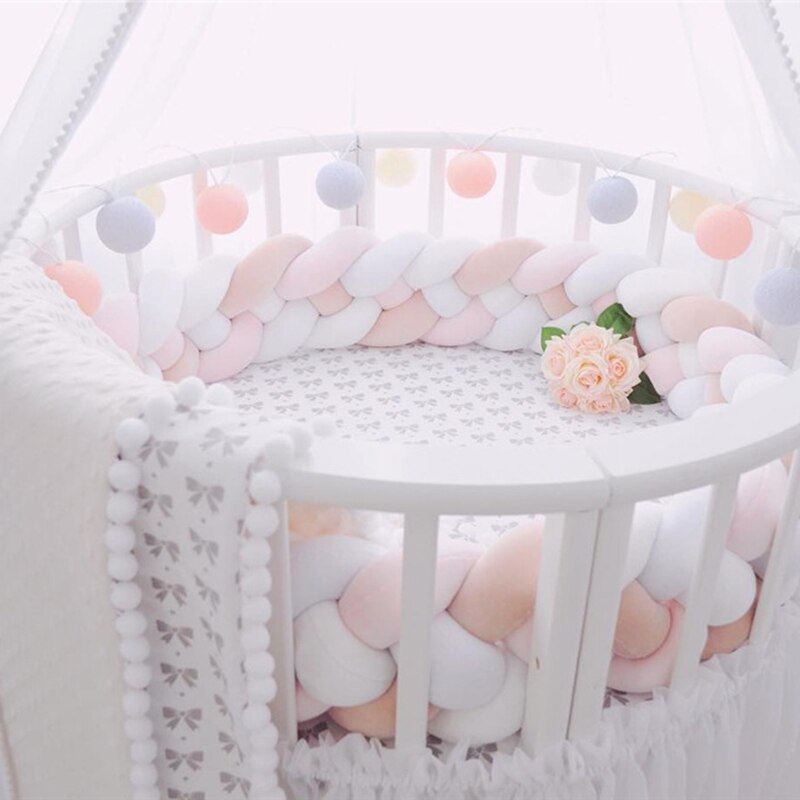 Travesseiro para cama de bebê, trançado amortecedor para cama recém-nascido, decoração de quarto infantil com 4 fios