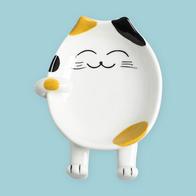 1 Pc dessin animé chat Pot en céramique porte-couvercle cuisine Pan couverture support spatule cuillère baguettes support étagère porte-ustensile repose cuillère: B