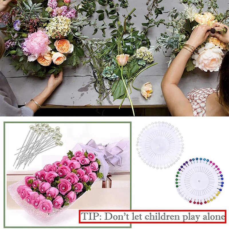 Flower Arrangement Tool Kit,Green Florist Ribbon, Floral Wire, Wire Cutter, Ball Head Pins For Bouquet Stem Wrap Florist