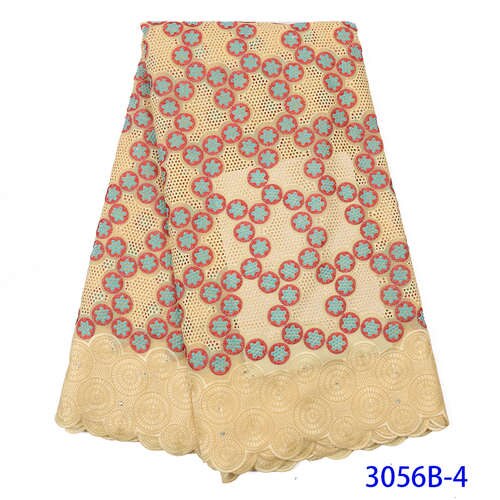Telas de encaje de gasa suiza en suiza, telas de encaje de algodón suizo africano para mujer, tela de encaje nigeriano para vestido KS3056B: Picture 4