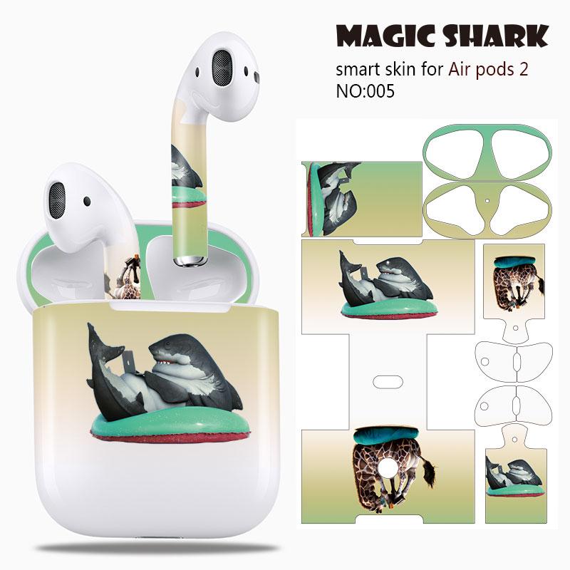 Magic Shark Clear Leaf Flower The North Face Leopard Cells Ultra Thin Sticker Case Film for Apple Airpods 2 Airpods2 001-019: 005