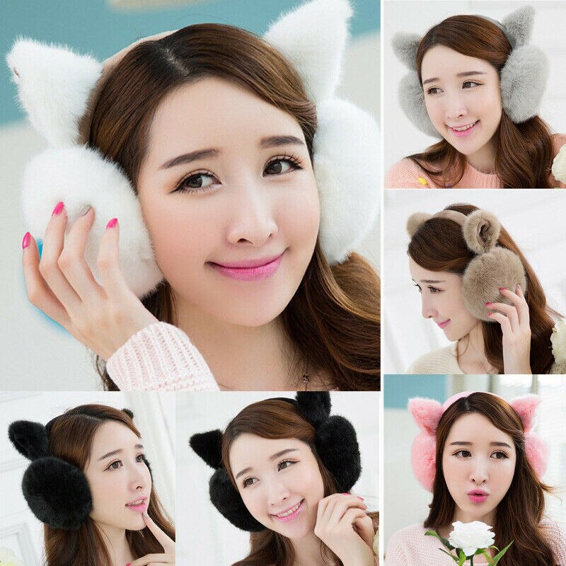 Women Winter Warmer Big Earmuffs Newest Thicken Plush Fluffy Ear Muffs Solid Earlap Faux Fur
