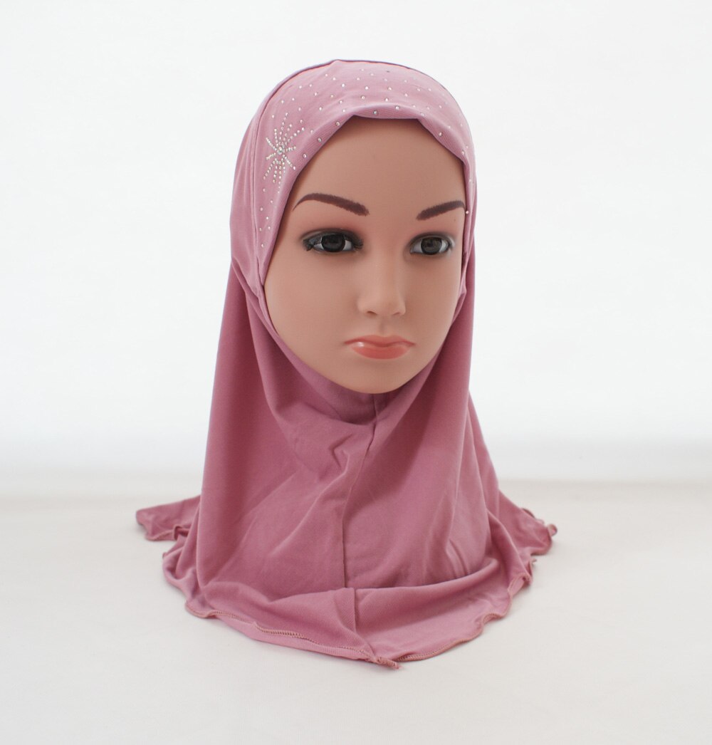 Foulard Hijab arabe pour enfants, couvre-chef avec strass pour l&#39;école, couvre-chef islamique pour enfants de 2 à 6 ans: 20 Dark Pink