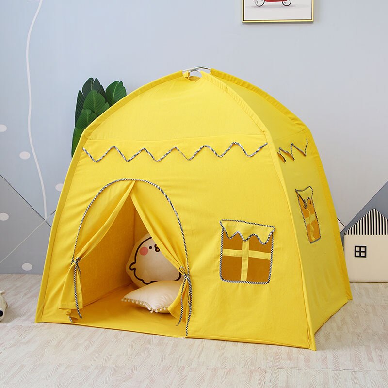 135*100*125Cm Kids Indoor Outdoor Kasteel Prinses Tent Bed Little Kasteel Prinses Oversized Huis Vouwen Spel verjaardag: solid yellow