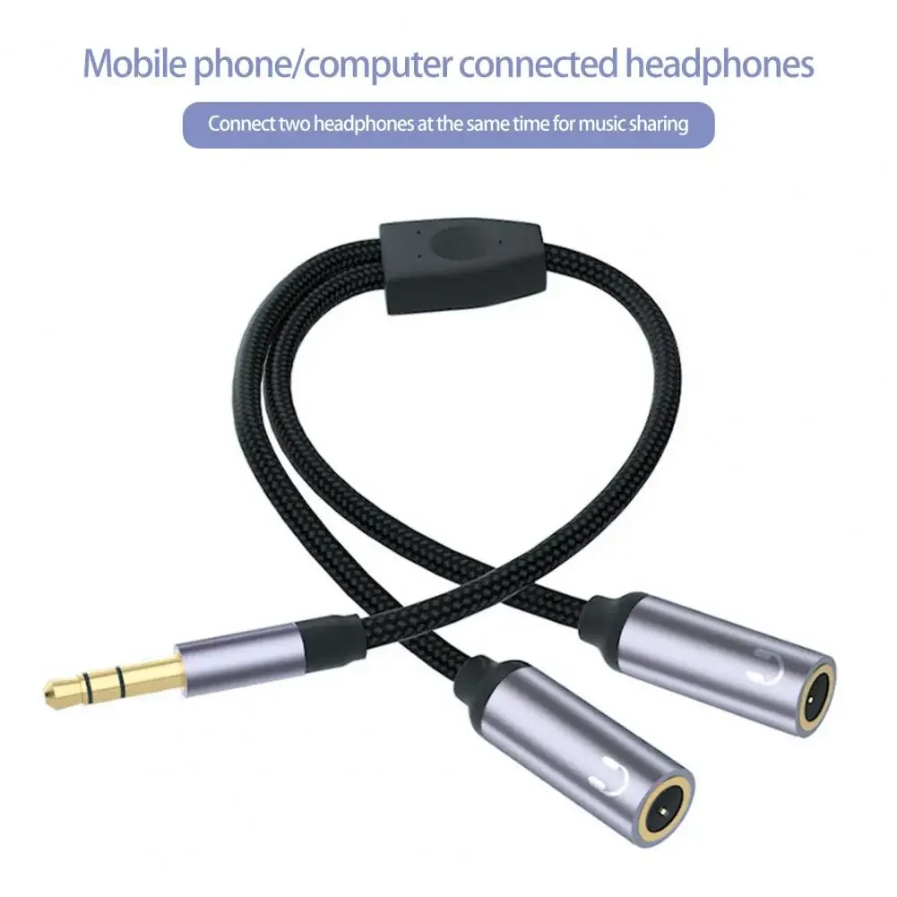 Rozdzielacz słuchawek 2 w 1, pleciony nylon, podwójny męski mikrofon 3,5 mm, kabel przejściowy audio na żeński 3,5 mm, akcesoria komputerowe