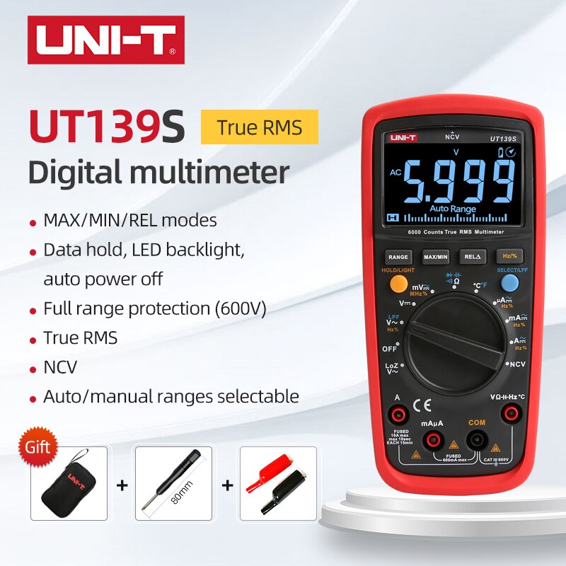 UNI-T UT139A/UT139B/UT139C/UT139D/UT139E/UT139S True RMS cyfrowe MultimeterMAX/MIN/REL tryby automatyczne/ręczne zakresy robić wyboru