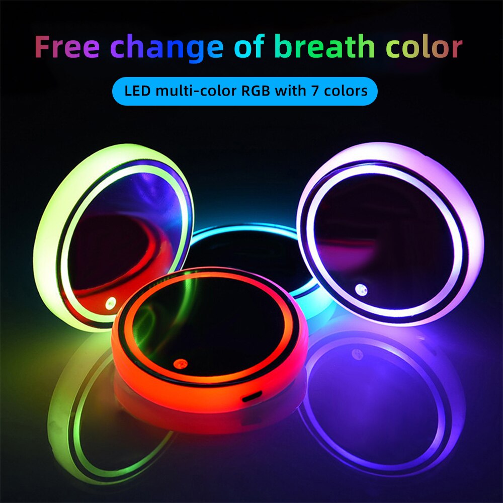 Universal led bilkopphållare rgb light anti-slip pad drink coaster interior decor auto ambient light biltillbehör interiör