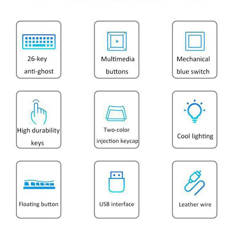 Mechanical Keyboard USB Wired Gaming for Laptop PC Tablet Computer Office RGB 87 Key Blue Switch White Black Pink Red