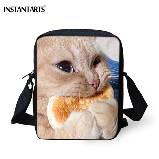 Instantarts kat humor 3d tryk børn skoletasker drenge piger studerende rygsæk lynlås stor taske crossbody taske blyant taske sæt: Hmc 385e