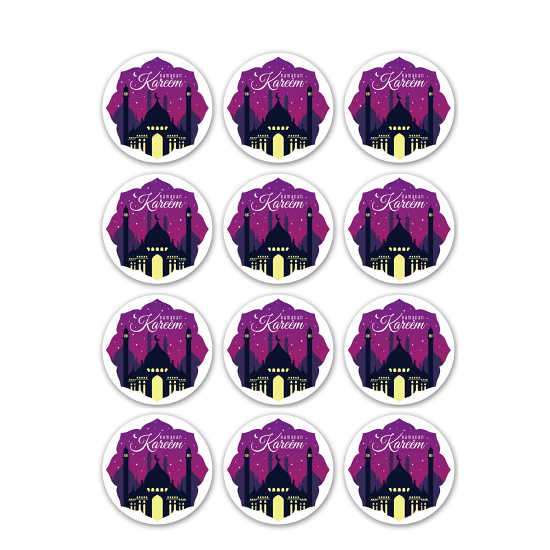 120pcs EID Mubarak Paper Sticker Box Lable Seal Stickers Islamic Muslim Eid Al-fitr Decoration Ramadan Kareem Supplies 3cm