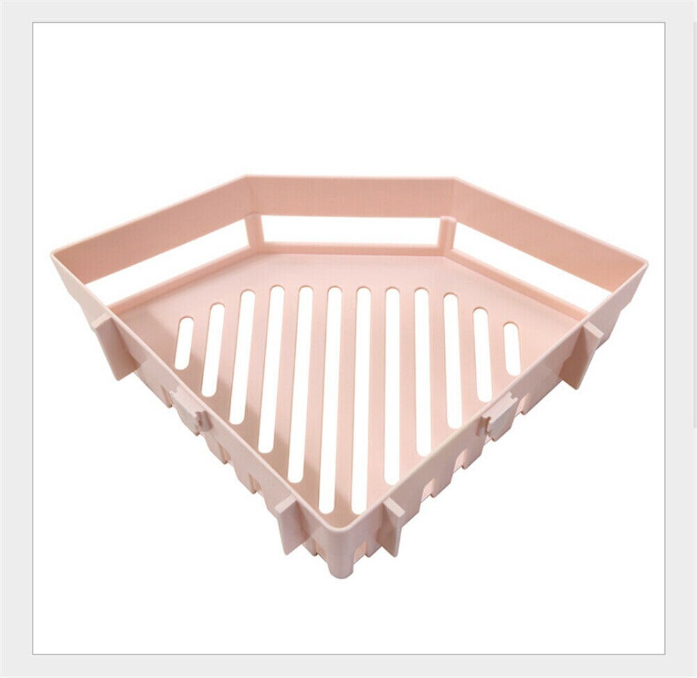 Seamless Sticker Triangle Shelf Toilet Storage Rack Kitchen Bathroom Toilet Shelf Corner Storage Rack: Pink