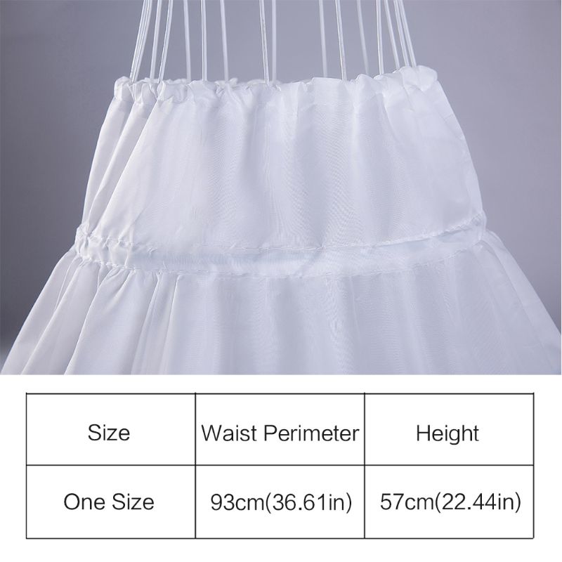 White Children Petticoat A-Line 3 Hoops One Layer Kids Lace Trim Flower Girl Dress Underskirt Elastic Waist Drawstring Half Slip