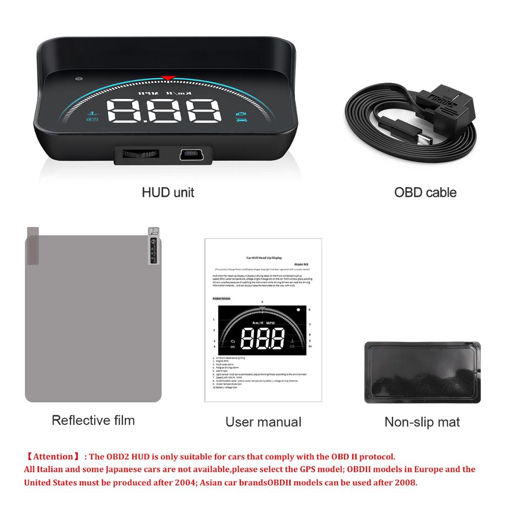 M8 hud head up display bil-styling hud display overhastighed advarsel forrude projektor alarmsystem ordre