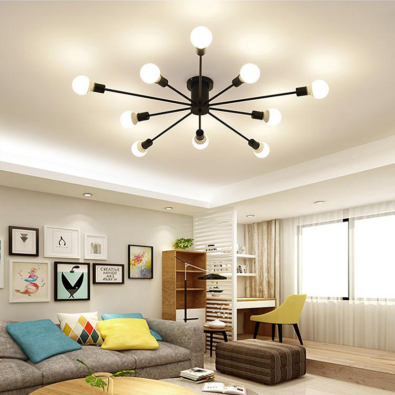 retro Eisen Kronleuchter Schwarz/Weiß 6/8/10 Steckdosen Beleuchtung Jahrgang Spinne Kronleuchter Moderne Decken Lampe Licht Leuchte Beleuchtung