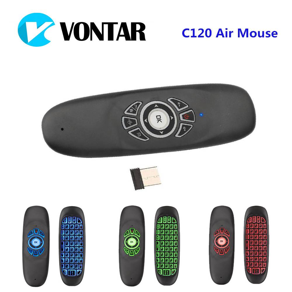 C120 2.4 Ghz Draadloze Fly Air Mouse Russische Engels C120 Oplaadbare Toetsenbord Gyroscoop Afstandsbediening Voor Android Tv Box