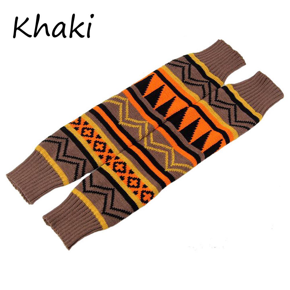 1Pc Vrouwen Winter Warme Lange Boot Sokken Knie Hoge Bohemen Winter Gebreide Beenwarmers Laarzen Slobkousen Acryl Wollen Sokken: A-khaki