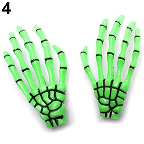 Épingle à cheveux à patte en crâne, Punk, épingle à cheveux exagérée, os, griffes de main, ornements capillaires un, tendance nouveauté: green 4