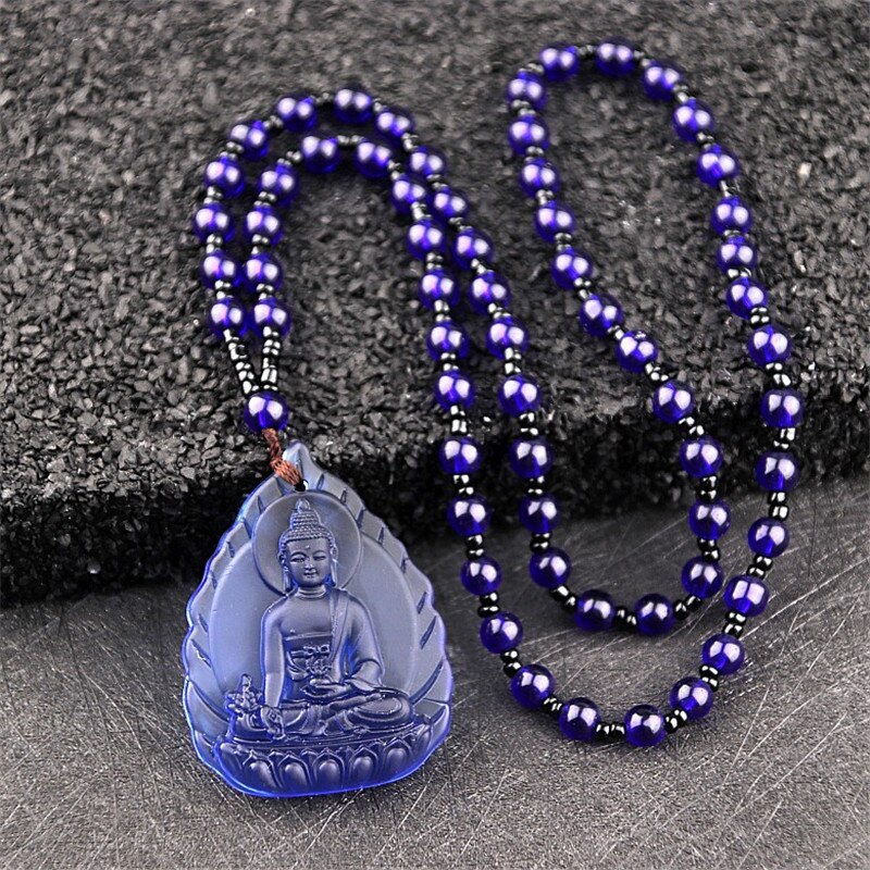 1pc Liuli Crystal Buddha Green Tara Pendant Amulet Buddha Charms Tibetan Buddhism Religion Amulet Pendant Crystal Beads Necklace: 13