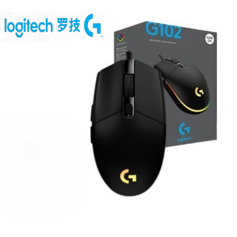 Logitech  g102 -mus, usb-kablet spillmus, 8000 dpi, regnbueeffekt, skjerm, bærbar pc-tilbehør, for pc/mac-datamaskin