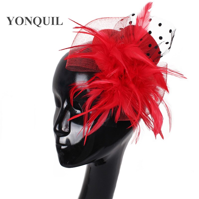 10 farver fest show pige mini top fascinator hatte fjer dekoration hovedbeklædning brude hår tilbehør børne fest hat syf 38