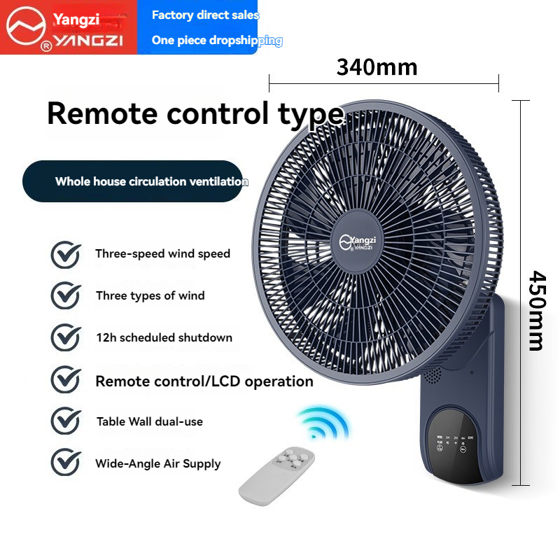 Wall fan silent electric fan with three levels desktop air circulation fan wall mounted fan for living room use silent version: WHITE