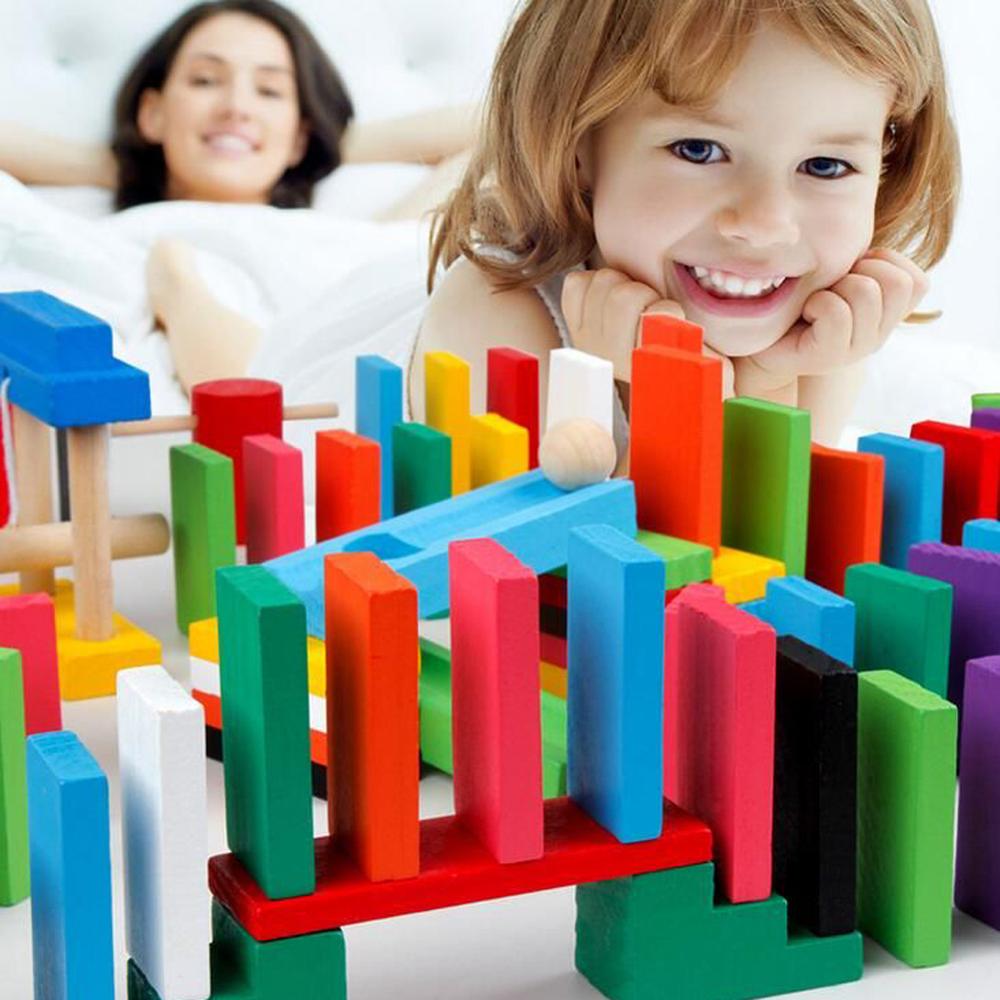 120/240 Pcs Domino Blokken Kleurrijke Houten Domino Set Speelgoed Kinderen Jigsaw Voor Kerst Verjaardagscadeautjes