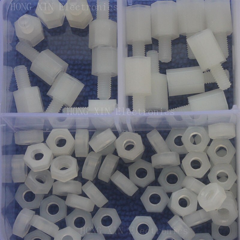 Kit d'assortiment de boulons en Nylon, 180 pièces, entretoises à filetage hexagonal M3, vis PCB, écrous, matériel de fixation,