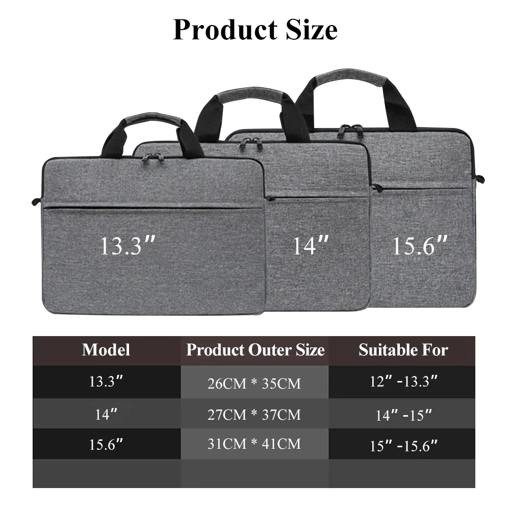 Laptoptassen Draagtas voor 13-15 inch laptop en tablet Schouderriem Duurzame waterafstotende stof Business Casual School