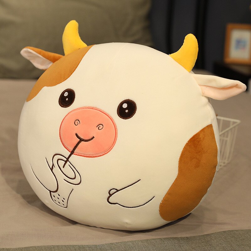 Manta suave tres en uno, cojines de vaca, dibujos decorativos, almohada de siesta, colcha de doble uso, de cumpleaños, felpa: brown pillow only