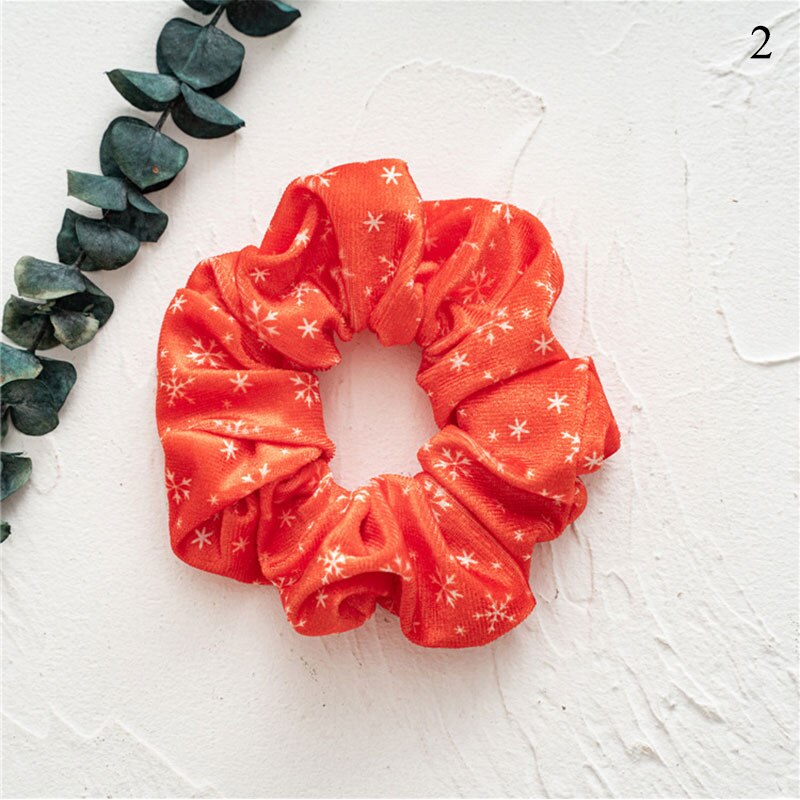 Coleteros elásticos de franela roja para el pelo para mujer, 1 Uds., coletero con dibujo de dibujos animados, accesorios para el cabello de Navidad: 2