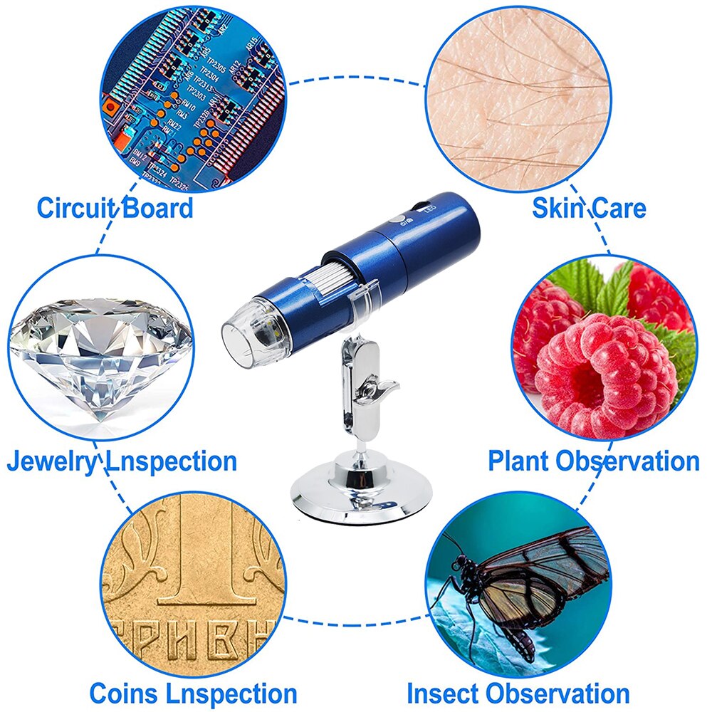 Adjustable Zoom WIFI 1000X 8 LED Electronic digital portable microscope camera for LED soldering Magnifier cell phone computer