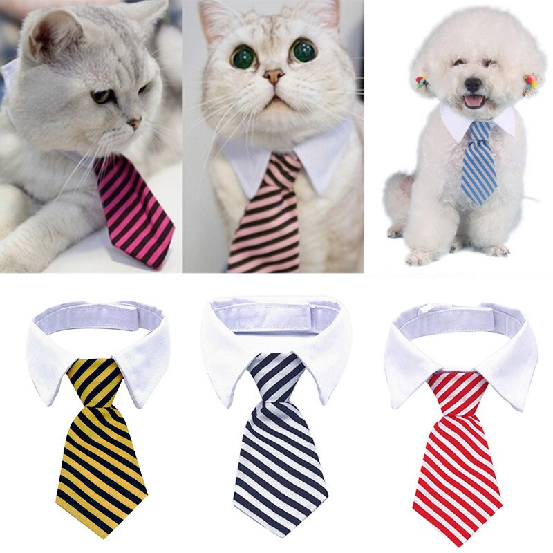 Cravate avec rayures pour animaux | Costume de compagnie, chat, rayures décontracté, impression, colliers ajustables, fête J2Y