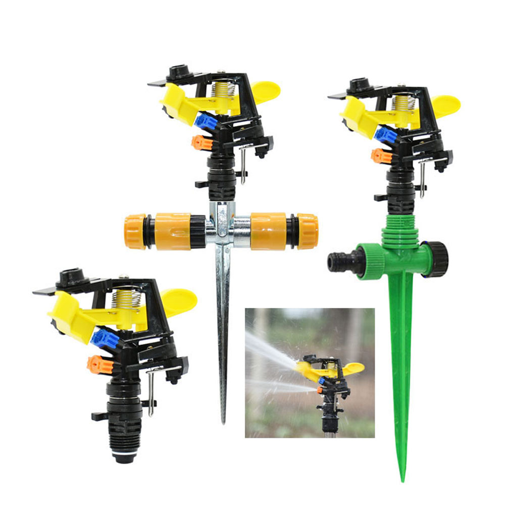 360 Degree Rotating Jet Sprinklers Double Outlet Rocker Nozzles1/2" Male Thread For Garden Farm Lawn Irrigation