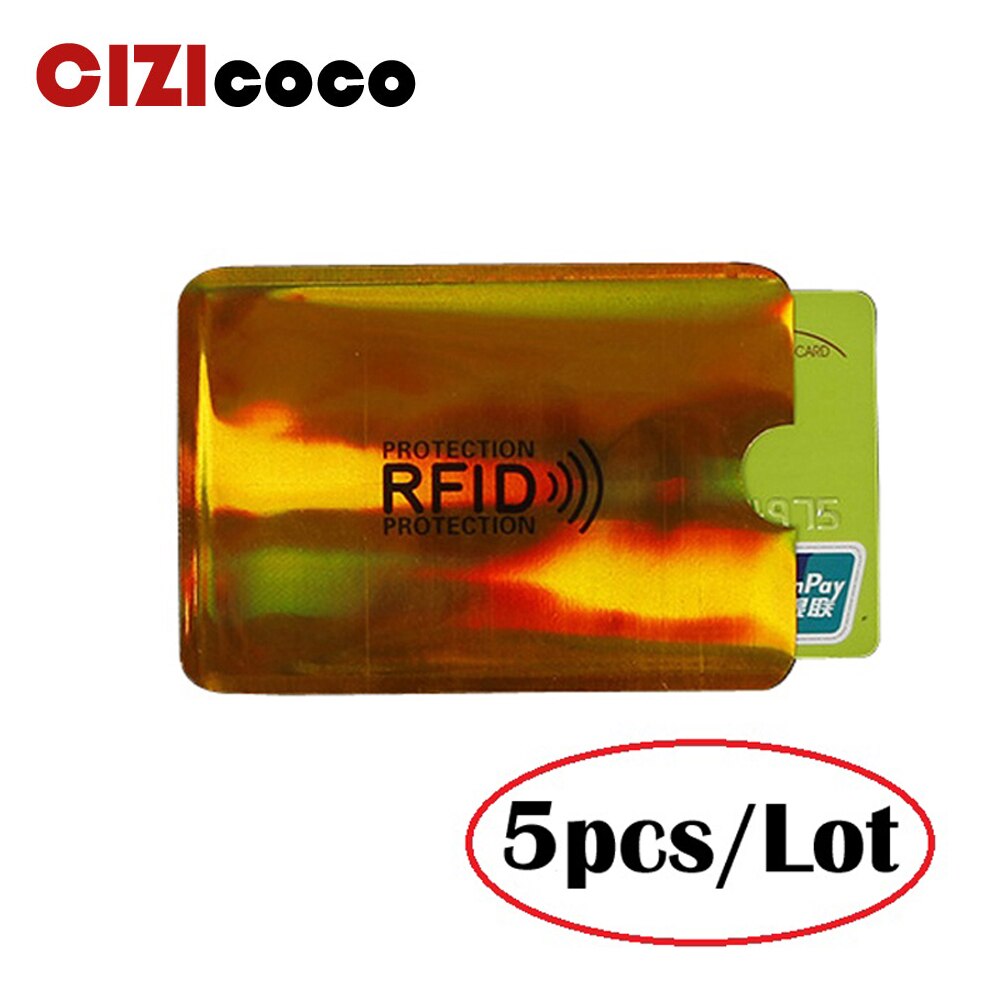 5pc anti rfid korthållare blockerande läsare låskort id-hållare aluminium id-korthållare skydd metallkreditkorthållare