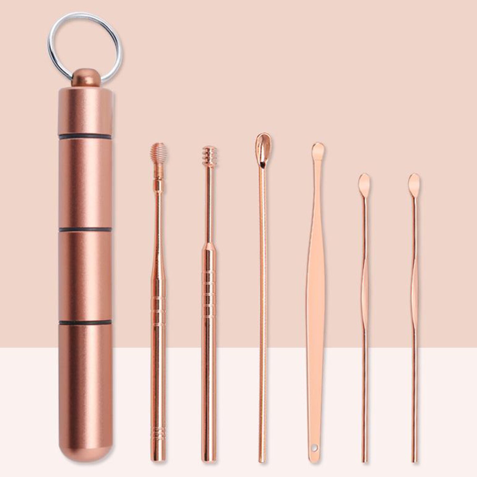 6 Stuks Oor Pick Oorsmeer Verwijderen Kit Oor Schoonmaken Tool Sets: Rose Golden