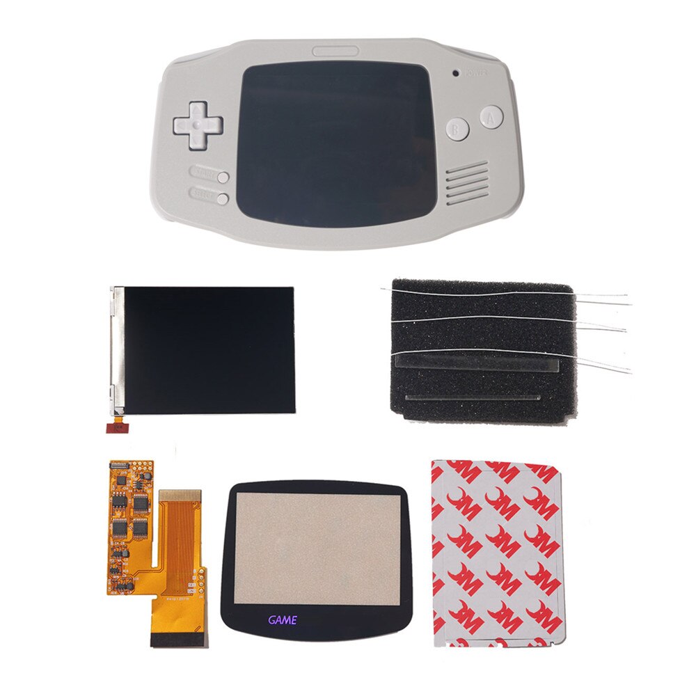 IPS V2 LCD Kits mit keine muss pre-cut schalen für GBA Hintergrundbeleuchtung V2 Bildschirm 10 Ebenen Hohe Helligkeit für Gameboy voraus nintend: grey kit