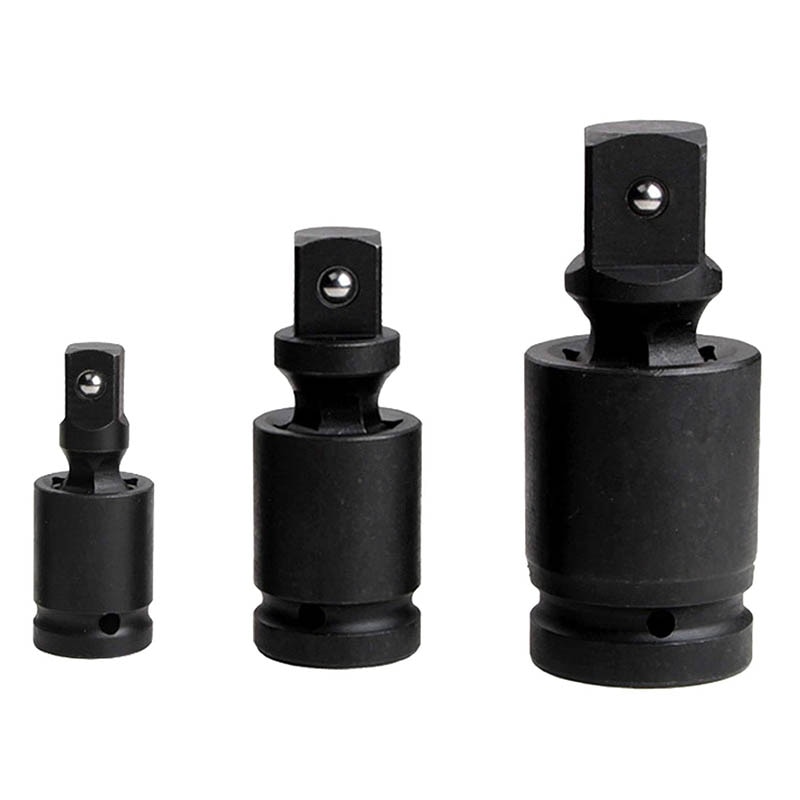 3Pcs 1/4 "3/8" 1/2 "Air Wrench Kruiskoppeling, CR-MO Staal Zwart 360 ° Drive Swivel Impact Dopsleutel Adapter