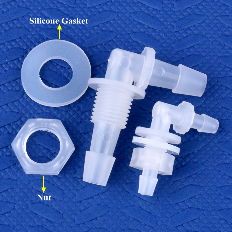 Connecteur coudé perforé pagode + joint en Silicone, adaptateur de réservoir d'aquarium, Joint de tuyau d'eau de jardin M6 ~ G1/2 à 2.4-11.1mm, 5 à 200 pièces