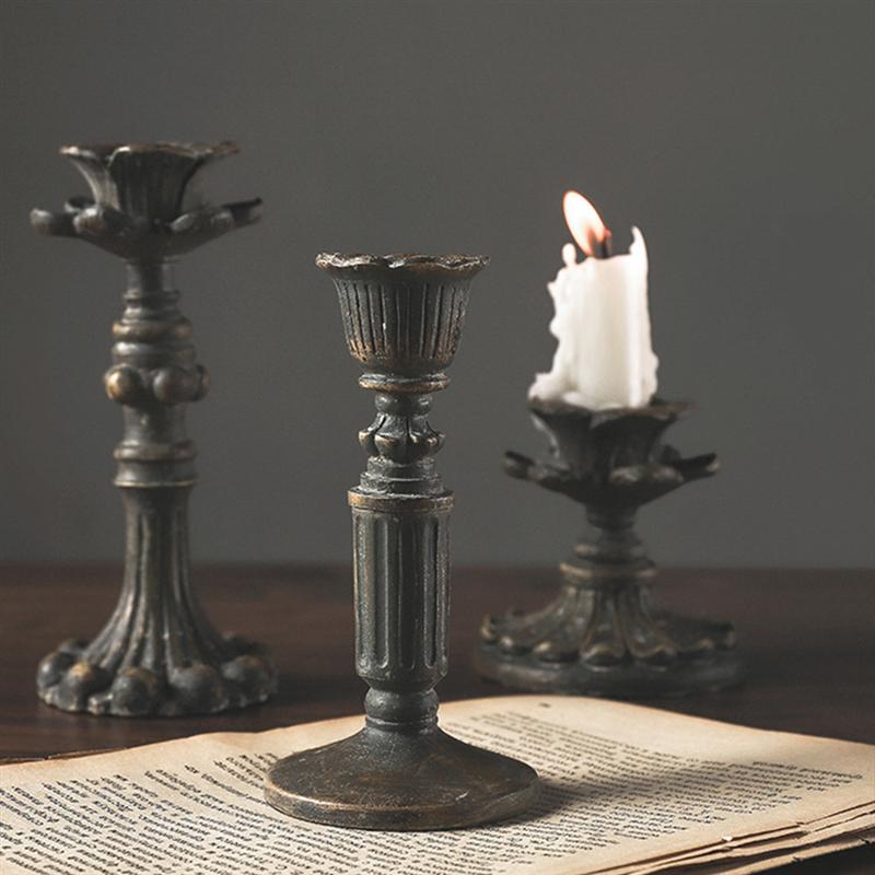 Antique Candlestick Holder Resin Candle Holder French Candle Stand Sconce Nostalgic Candlestick Table Decor Home Decoration