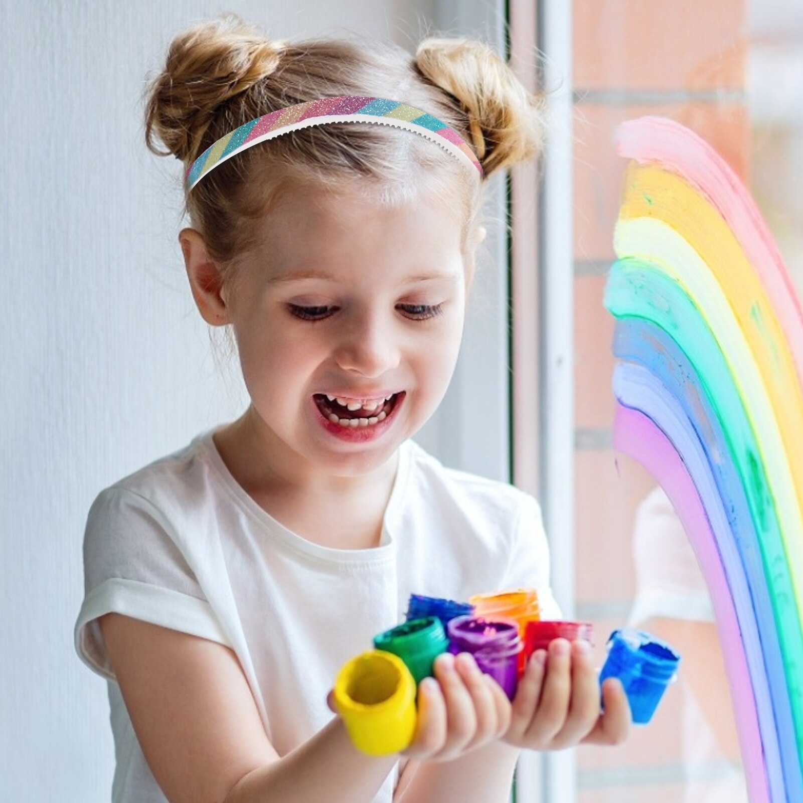 10Pcs 1Cm Haarband Rainbow Glitter Vrouwen Spons Hoofdband Dames Haarband Meisje Haar Bedekt Hars Haaraccessoires