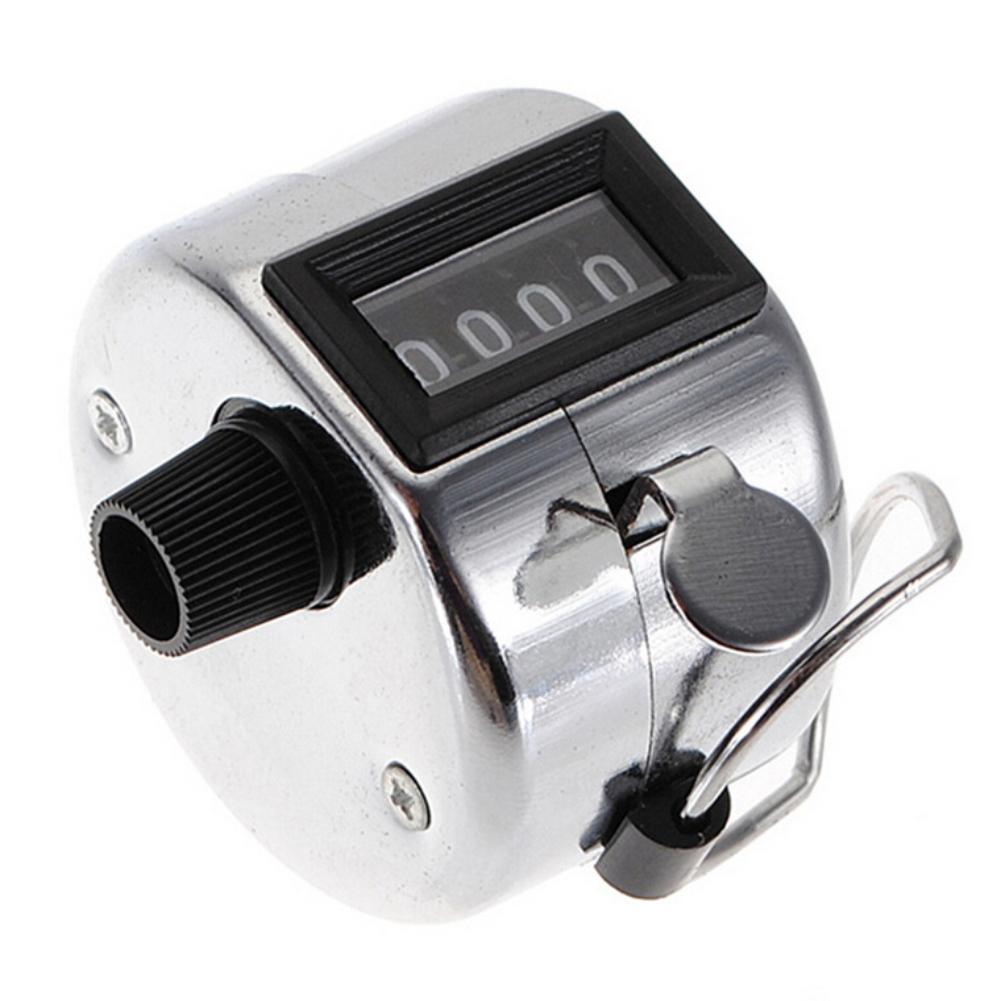 Stainless Metal Mini Sport Lap Golf Handheld Manual 4 Digit Number Hand Tally Counter Clicker Silver