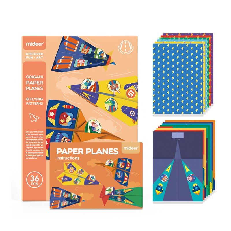 MiDeer Baby Origami Toys Funny Paper Airplane Fold Kindergarten Colorful Animals Theme Ink Printing 3-12Y kids DIY