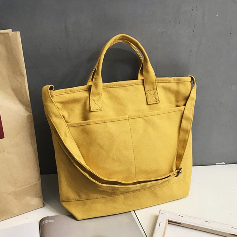 Damväska shoppingväska stor kapacitet axelväska tyg tyg böcker handväska stor tote för flickor svart